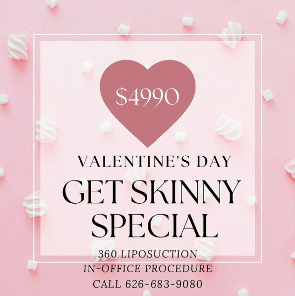 Love Your Body this Valentine’s Day with our Get Skinny Offer! Book now, before Valentine’s Day ends